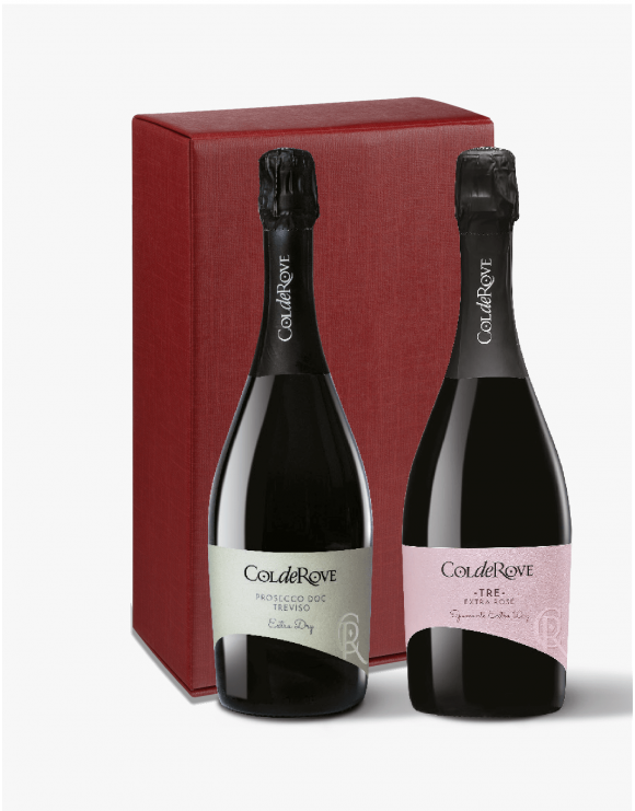 Confezione da 2 bottiglie Prosecco DOC Spumante Extra Dry e Tre Spumante Rosé Extra Dry