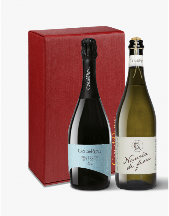 Astuccio 2 bottiglie Prosecco Brut Doc Tv e 1 Nuvola di fiori