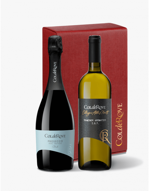 Confezione da 2 bottiglie  1 Traminer Aromatico IGT e Prosecco DOC Treviso Brut
