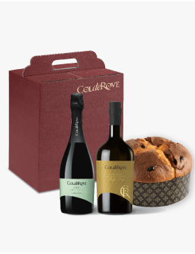 Bauletto 1 Gran Cuvée Spumante Extra Dry - 1 Elisir Colderove - Panettone Artigianale g.1000