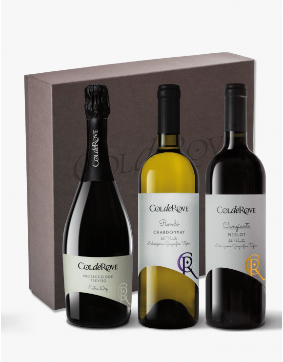 Confezione 3 btg 1 Prosecco DOC TV - 1 Chardonnay IGT - 1 Merlot IGT